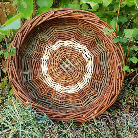 handmade round, willow basket